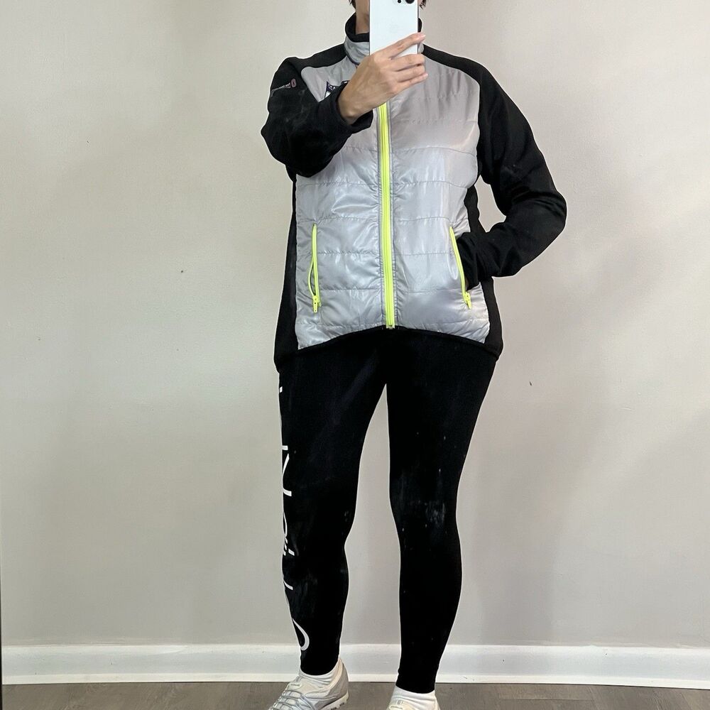 Walking Woman’s Sz L Jacket Light Full Neon Zip Fleece Sports Outdoor Hiking